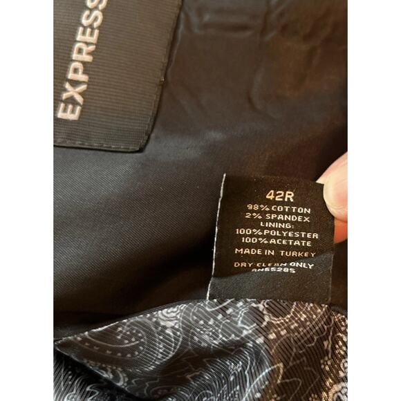 Express Men's Sz 42R lined 2 Button Cotton Black Blazer Sport Coat Jacket - Picture 5 of 7